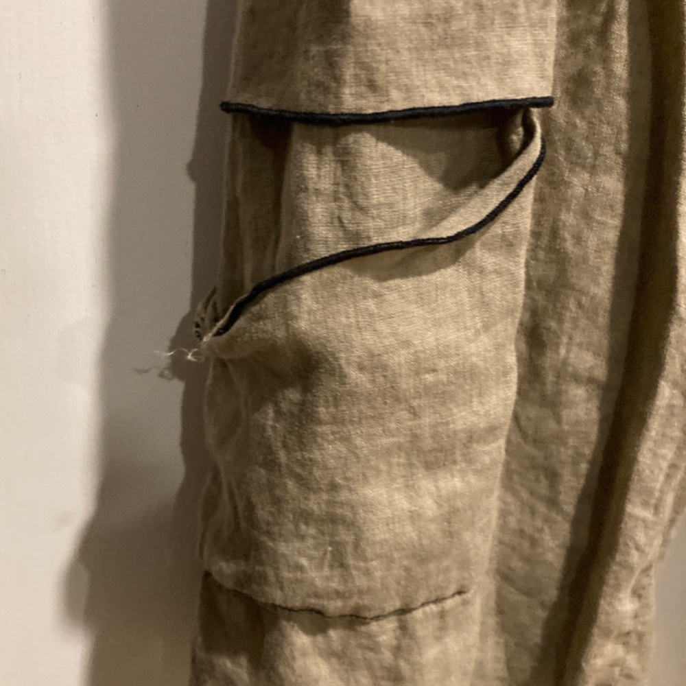 Cynthia Ashby 100% Linen Wide Leg Pocket Pant - L - Picture 3 of 4